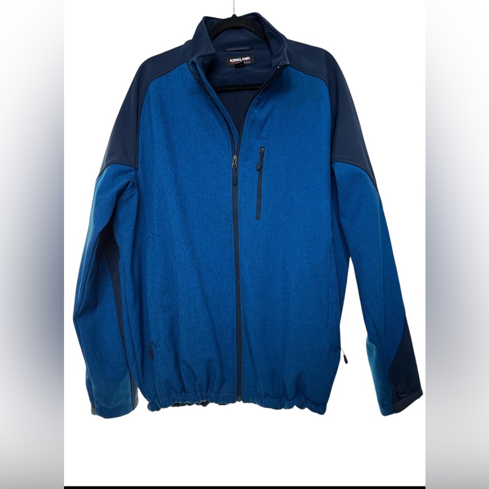 Kirkland Signature Men's Soft Shell Jacket Size XXL Blue Fleece Lined Full Zip